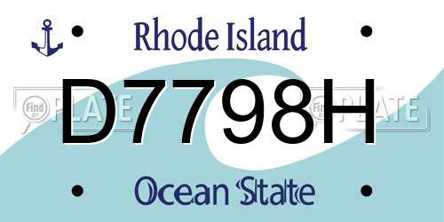 D7798H Rhode Island License Plate