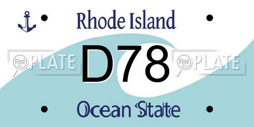 D78 Rhode Island License Plate