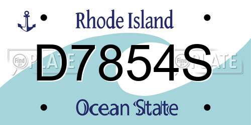 D7854S Rhode Island License Plate