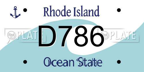 D786 Rhode Island License Plate
