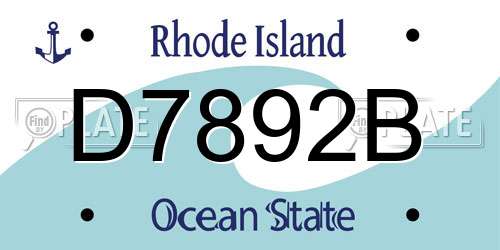 D7892B Rhode Island License Plate