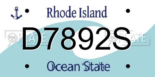 D7892S Rhode Island License Plate