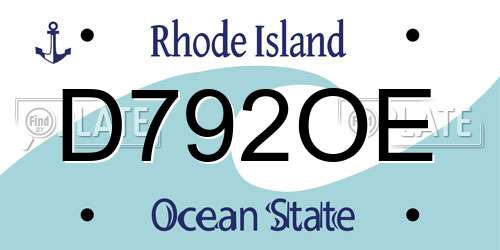 D792OE Rhode Island License Plate