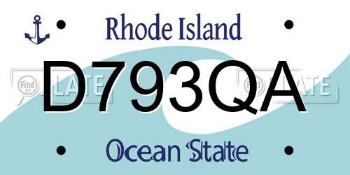D793QA Rhode Island License Plate