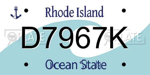 D7967K Rhode Island License Plate