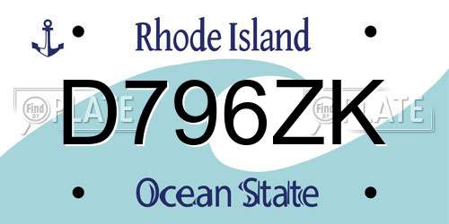 D796ZK Rhode Island License Plate