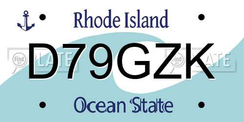 D79GZK Rhode Island License Plate