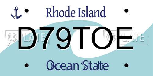 D79TOE Rhode Island License Plate