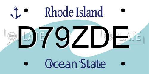 D79ZDE Rhode Island License Plate