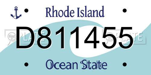D811455 Rhode Island License Plate