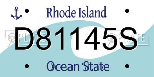 D81145S Rhode Island License Plate