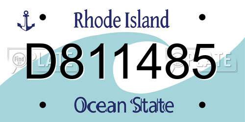 D811485 Rhode Island License Plate