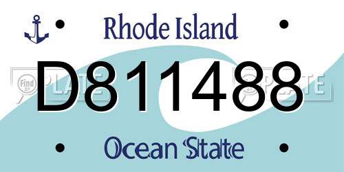 D811488 Rhode Island License Plate