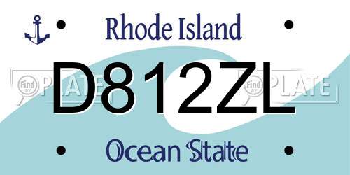 D812ZL Rhode Island License Plate