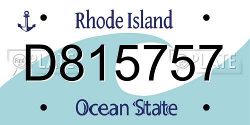 D815757 Rhode Island License Plate