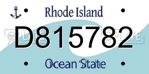 D815782 Rhode Island License Plate