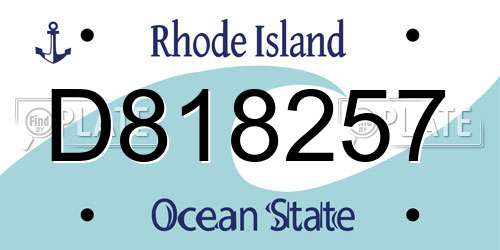D818257 Rhode Island License Plate