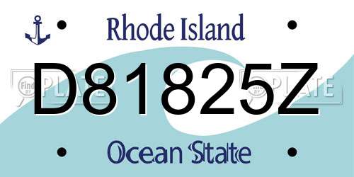 D81825Z Rhode Island License Plate