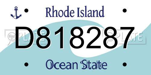 D818287 Rhode Island License Plate
