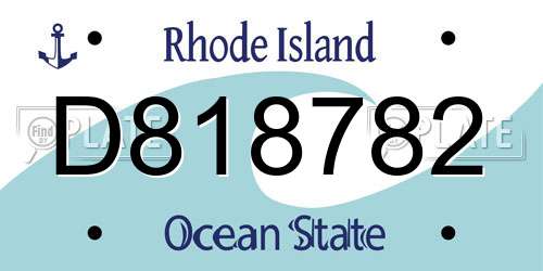 D818782 Rhode Island License Plate