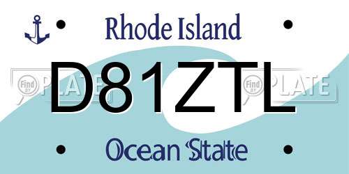 D81ZTL Rhode Island License Plate