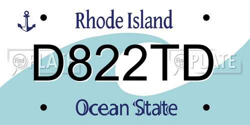 D822TD Rhode Island License Plate
