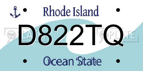 D822TQ Rhode Island License Plate
