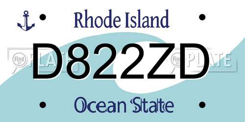 D822ZD Rhode Island License Plate