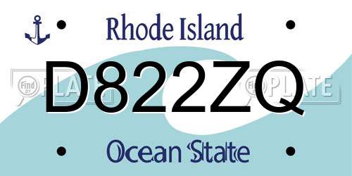 D822ZQ Rhode Island License Plate