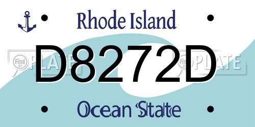 D8272D Rhode Island License Plate
