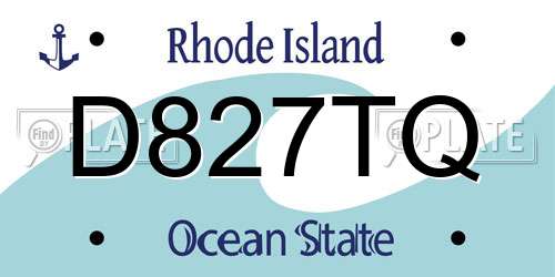 D827TQ Rhode Island License Plate