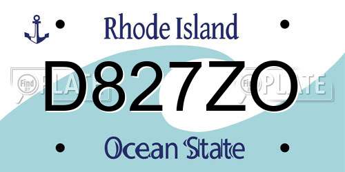 D827ZO Rhode Island License Plate
