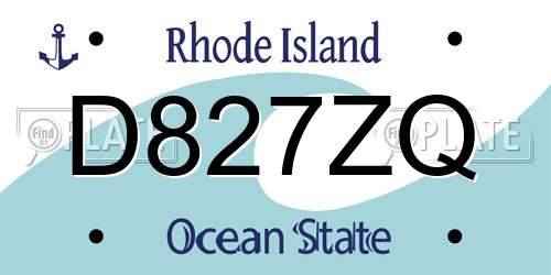 D827ZQ Rhode Island License Plate
