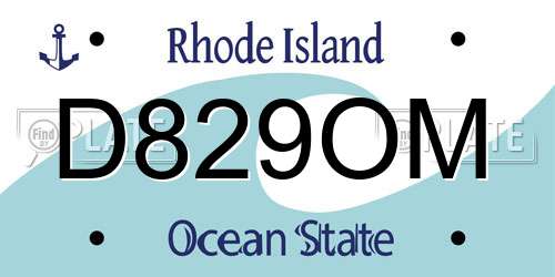 D829OM Rhode Island License Plate