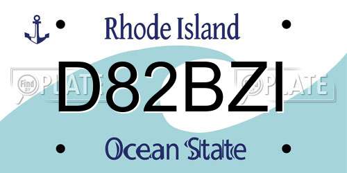 D82BZI Rhode Island License Plate