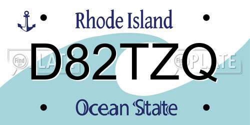 D82TZQ Rhode Island License Plate