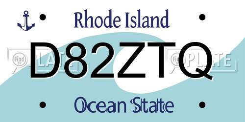 D82ZTQ Rhode Island License Plate