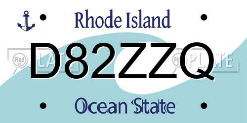 D82ZZQ Rhode Island License Plate