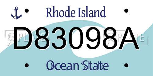 D83098A Rhode Island License Plate