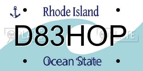 D83HOP Rhode Island License Plate