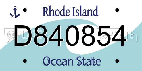 D840854 Rhode Island License Plate