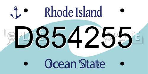 D854255 Rhode Island License Plate