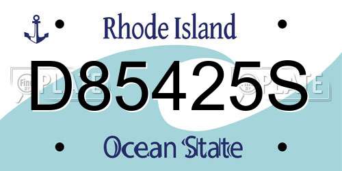D85425S Rhode Island License Plate