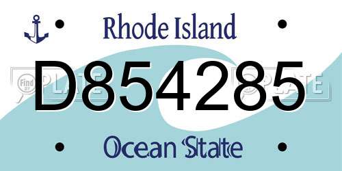 D854285 Rhode Island License Plate