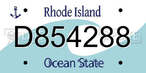 D854288 Rhode Island License Plate