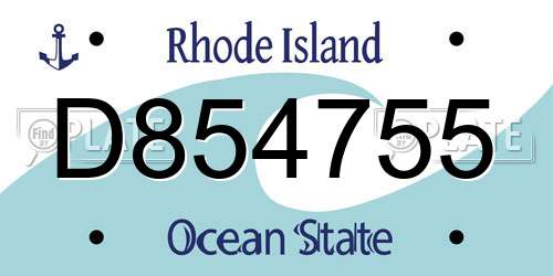 D854755 Rhode Island License Plate