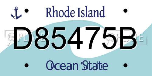 D85475B Rhode Island License Plate