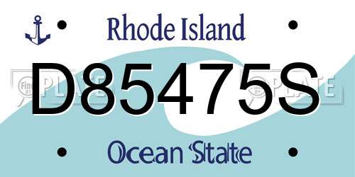 D85475S Rhode Island License Plate