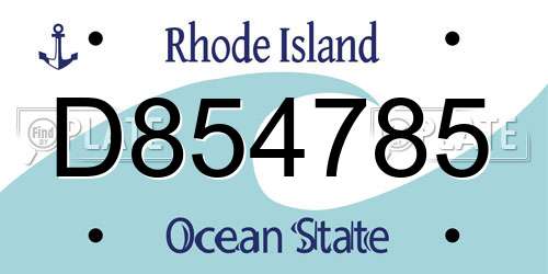 D854785 Rhode Island License Plate