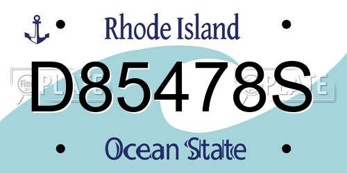 D85478S Rhode Island License Plate